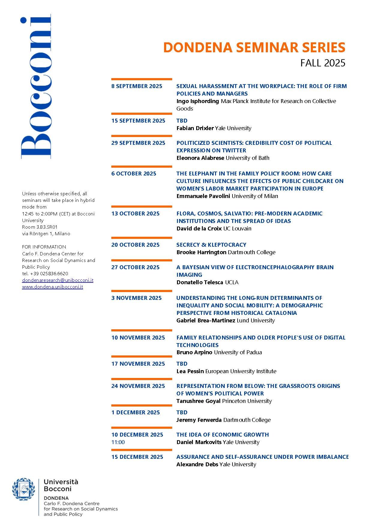 Dondena Seminar Series Fall 2024