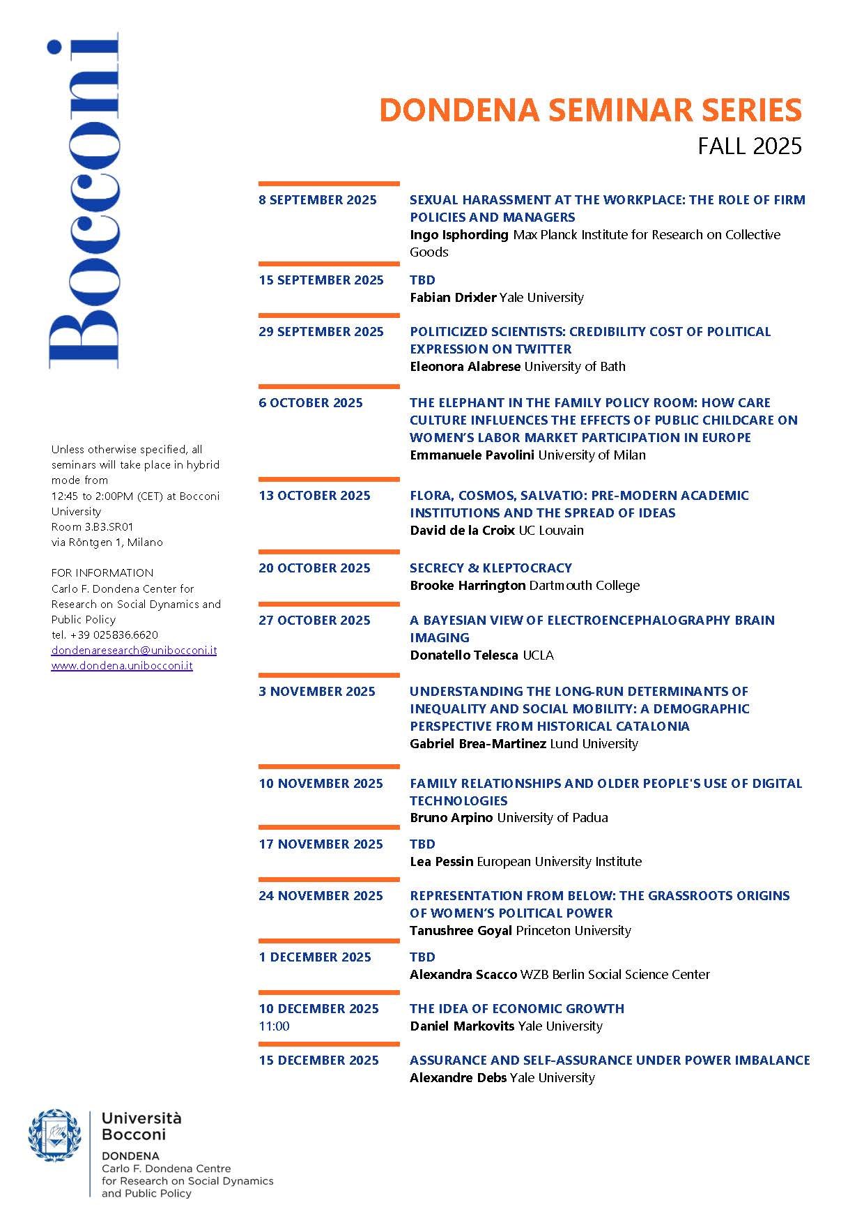 Dondena Seminar Series Fall 2025